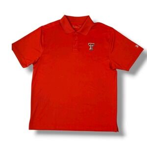 Under Armour Texas Tech Red HeatGear Polo Short Sleeve Shirt Men's Size Large